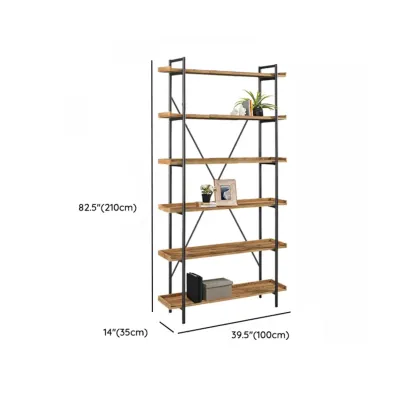 5-Tier Open Back Metal Frame Rectangular Bookcase Image - 33