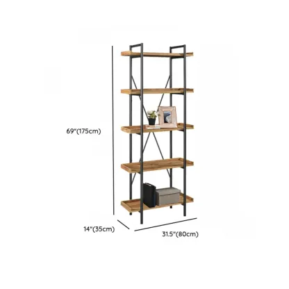 5-Tier Open Back Metal Frame Rectangular Bookcase Image - 37