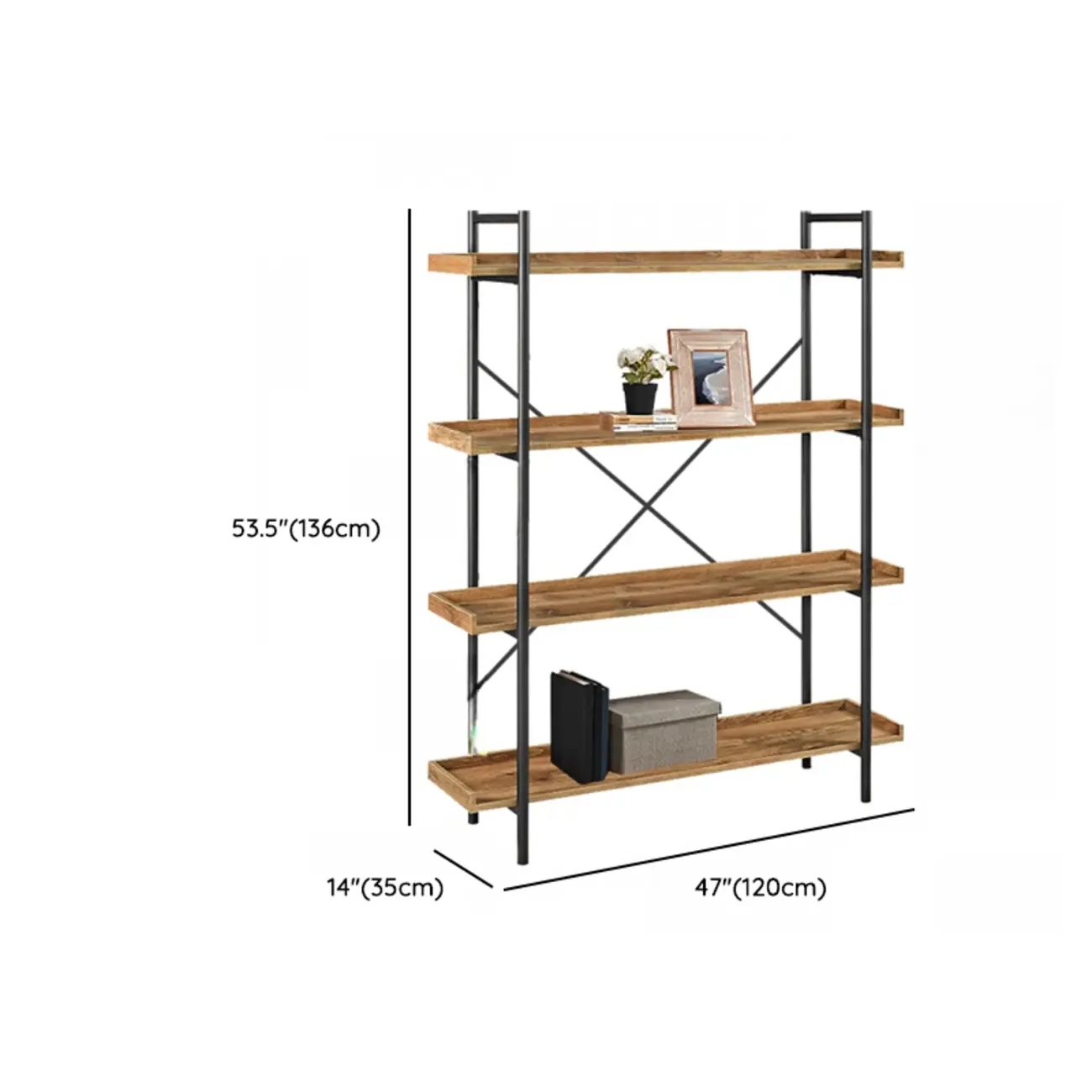 5-Tier Open Back Metal Frame Rectangular Bookcase Image - 41 | homeyfad