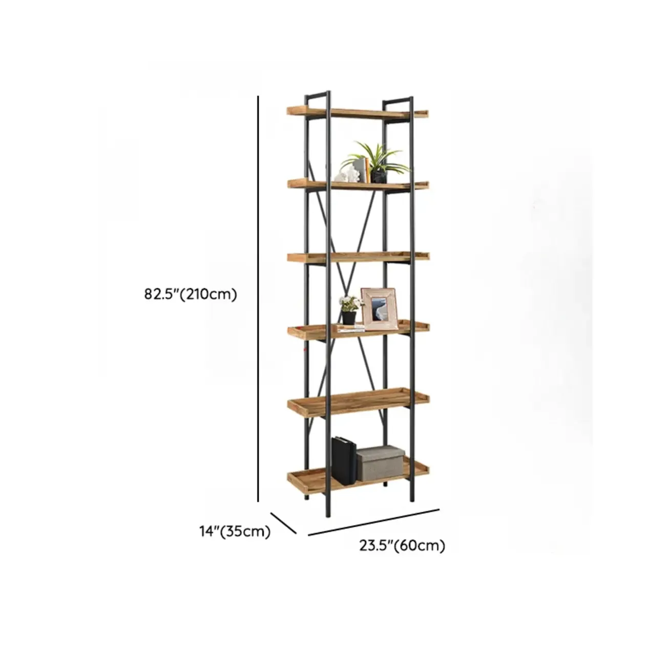 5-Tier Open Back Metal Frame Rectangular Bookcase Image - 42