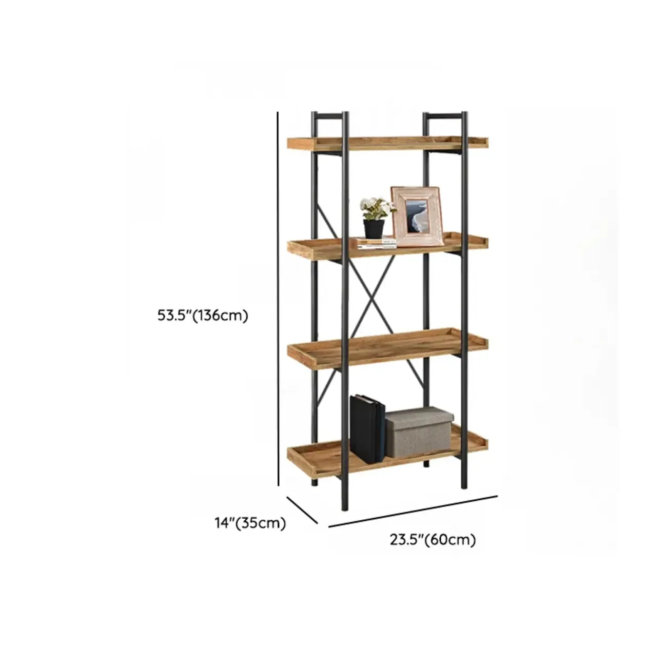 5-Tier Open Back Metal Frame Rectangular Bookcase Image - 43