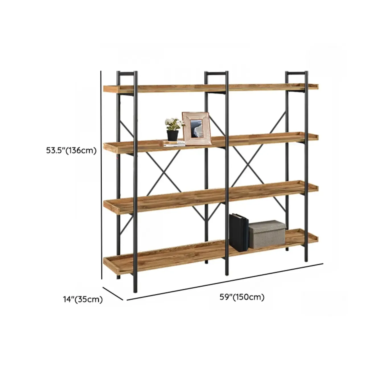 5-Tier Open Back Metal Frame Rectangular Bookcase Image - 44