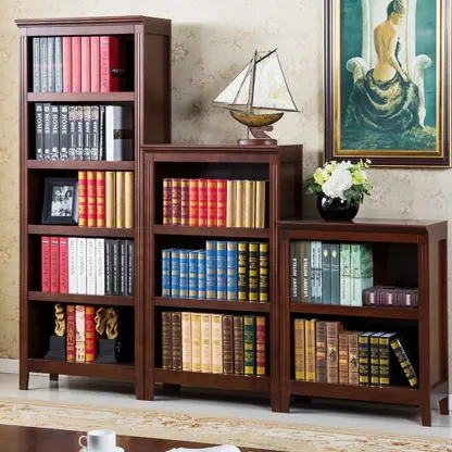 Classic Birch Wood 5-Tier Vertical Barrister Bookcase Image - 4