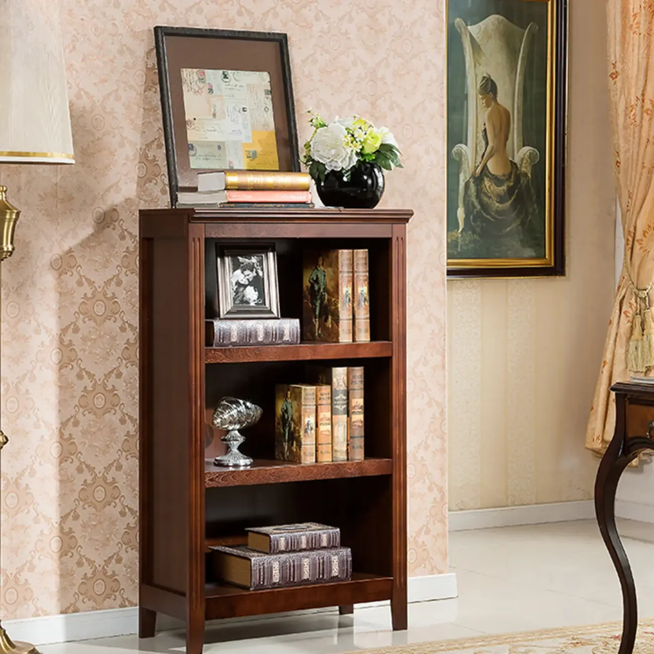 Classic Birch Wood 5-Tier Vertical Barrister Bookcase Image - 9