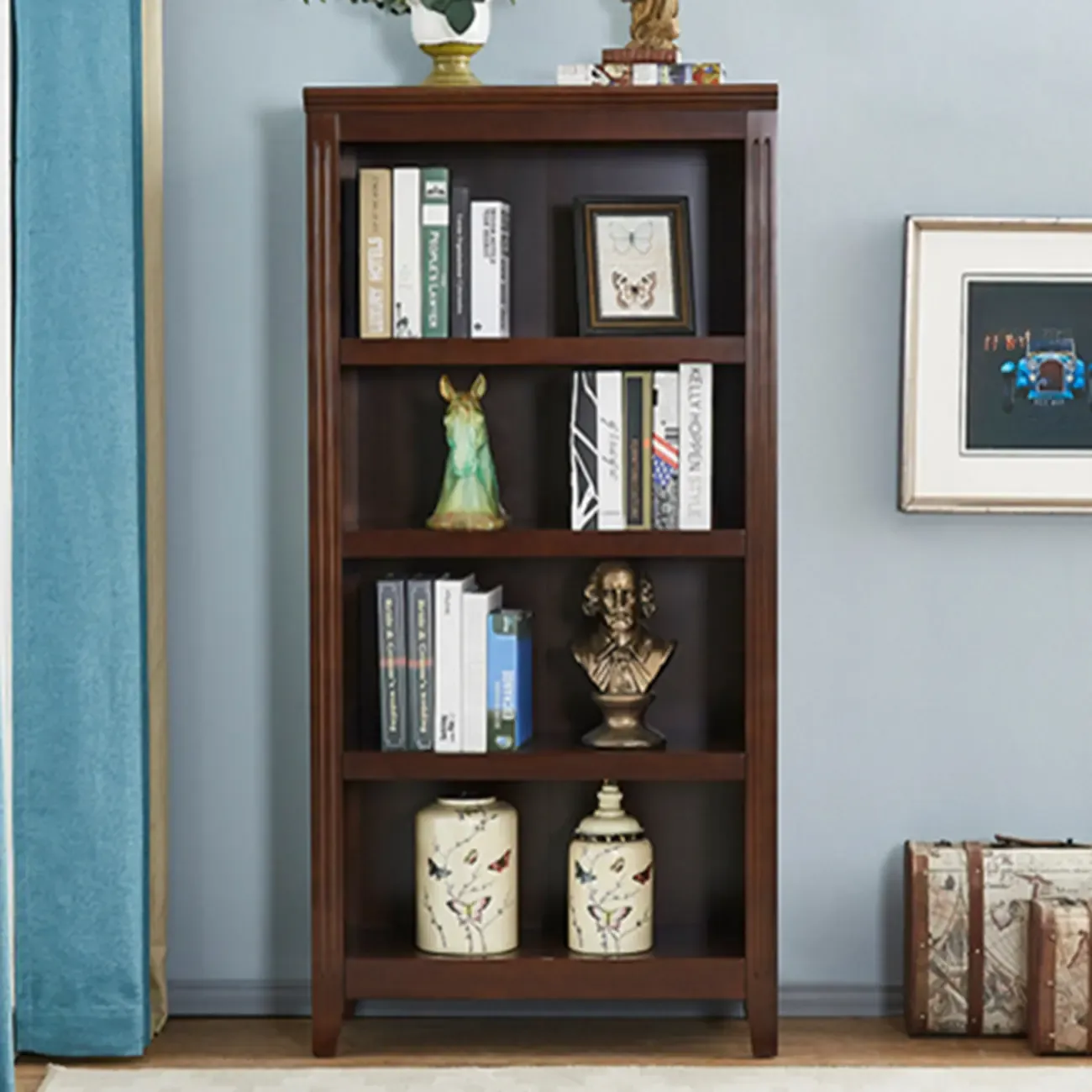 Classic Birch Wood 5-Tier Vertical Barrister Bookcase Image - 11