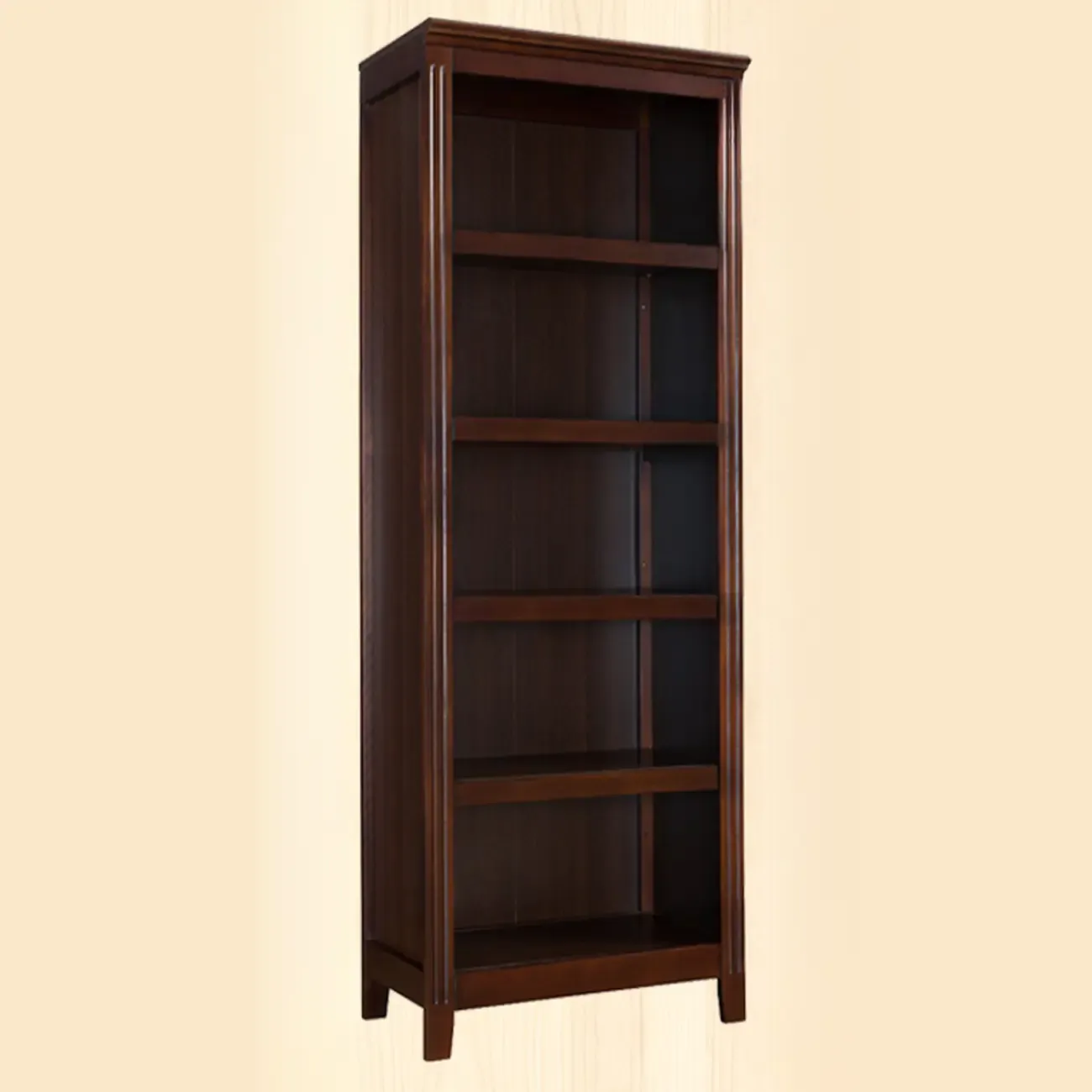 Classic Birch Wood 5-Tier Vertical Barrister Bookcase Image - 12