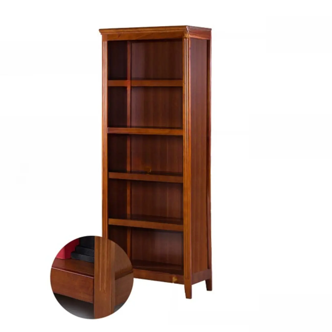 Classic Birch Wood 5-Tier Vertical Barrister Bookcase Image - 13 | homeyfad