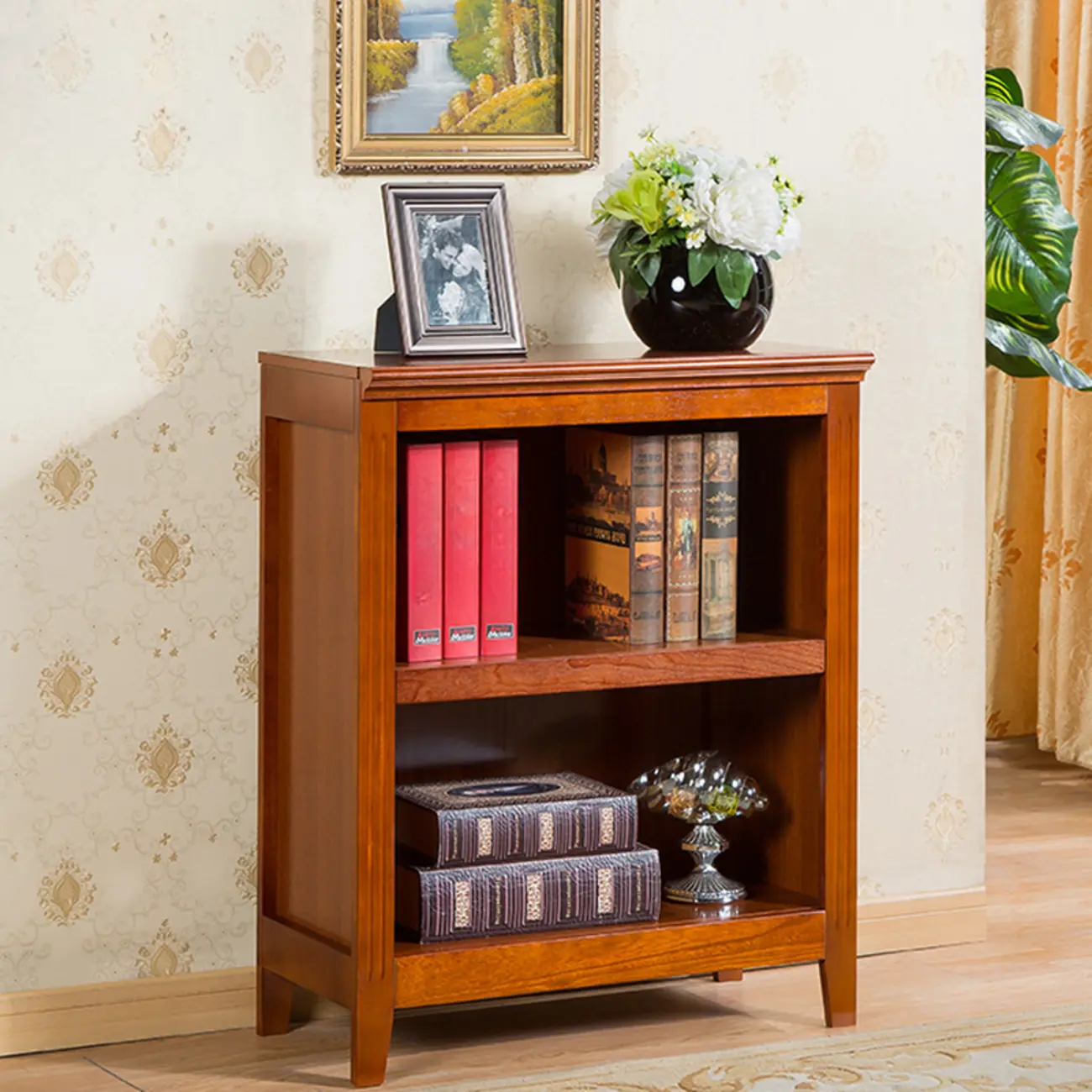 Classic Birch Wood 5-Tier Vertical Barrister Bookcase Image - 16 | homeyfad