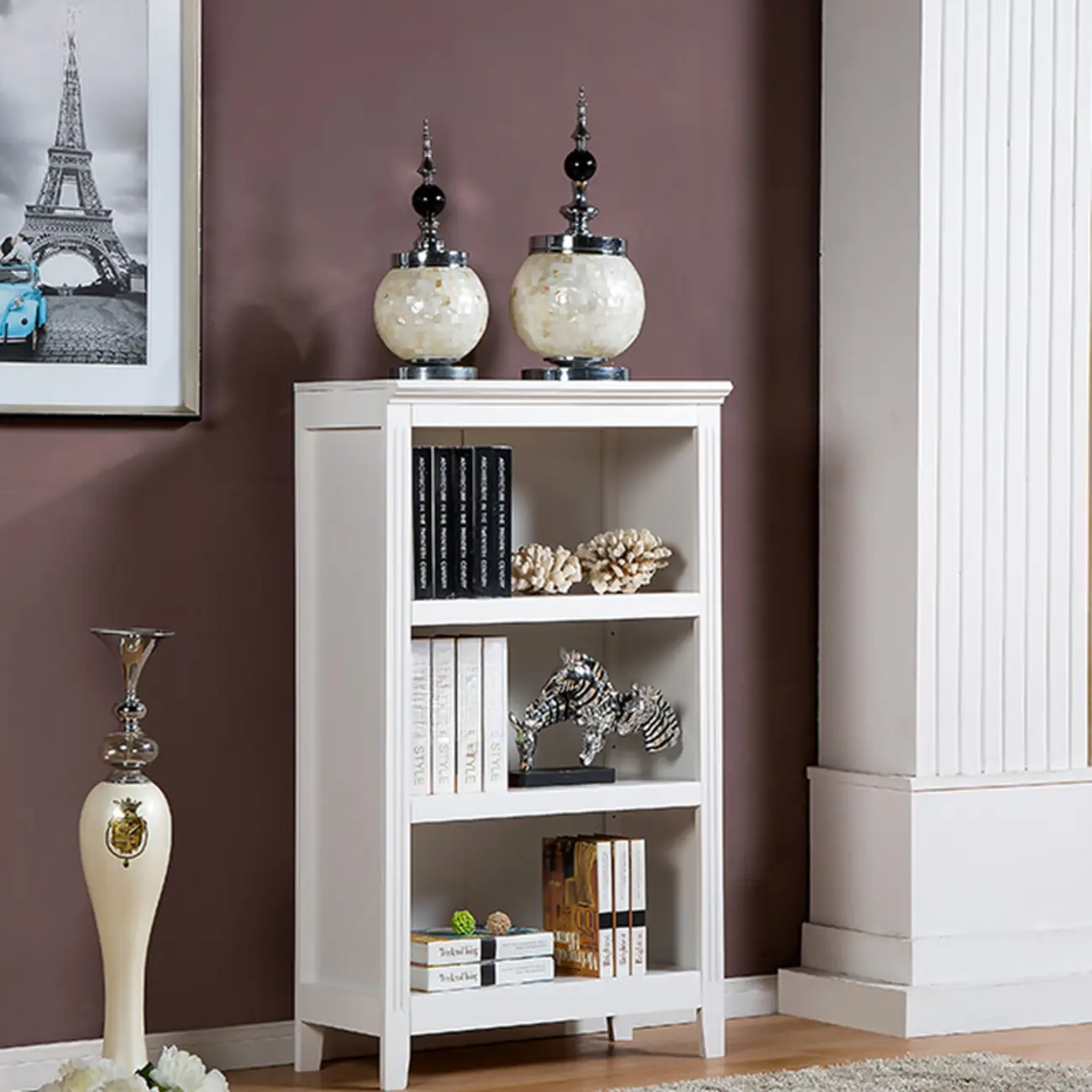 Classic Birch Wood 5-Tier Vertical Barrister Bookcase Image - 25 | homeyfad