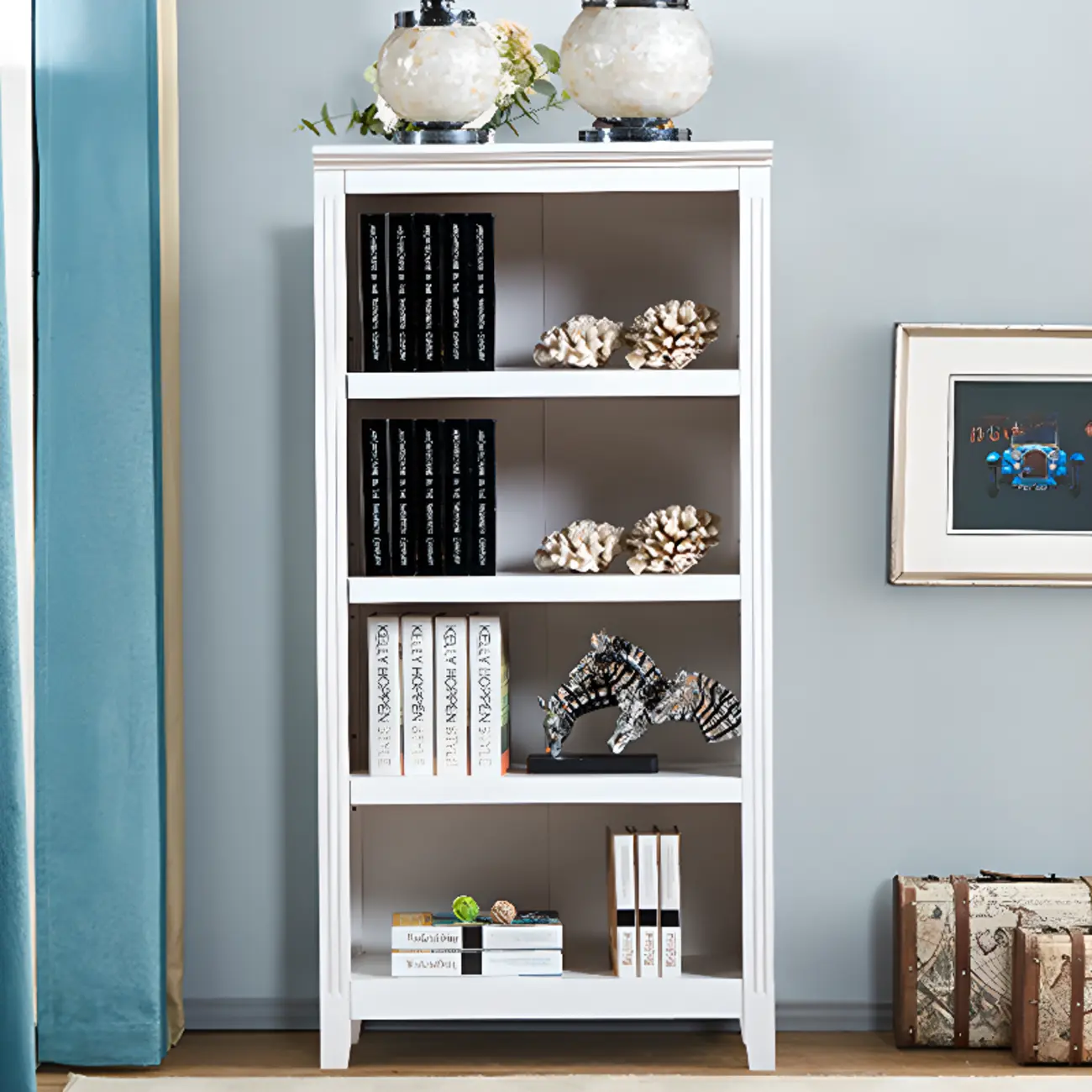 Classic Birch Wood 5-Tier Vertical Barrister Bookcase Image - 27 | homeyfad