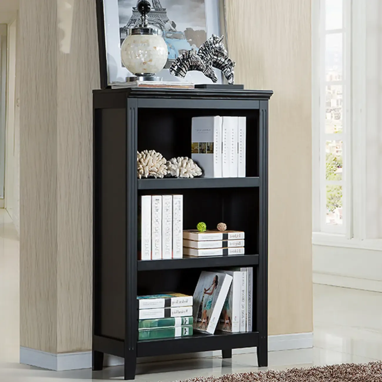 Classic Birch Wood 5-Tier Vertical Barrister Bookcase Image - 30