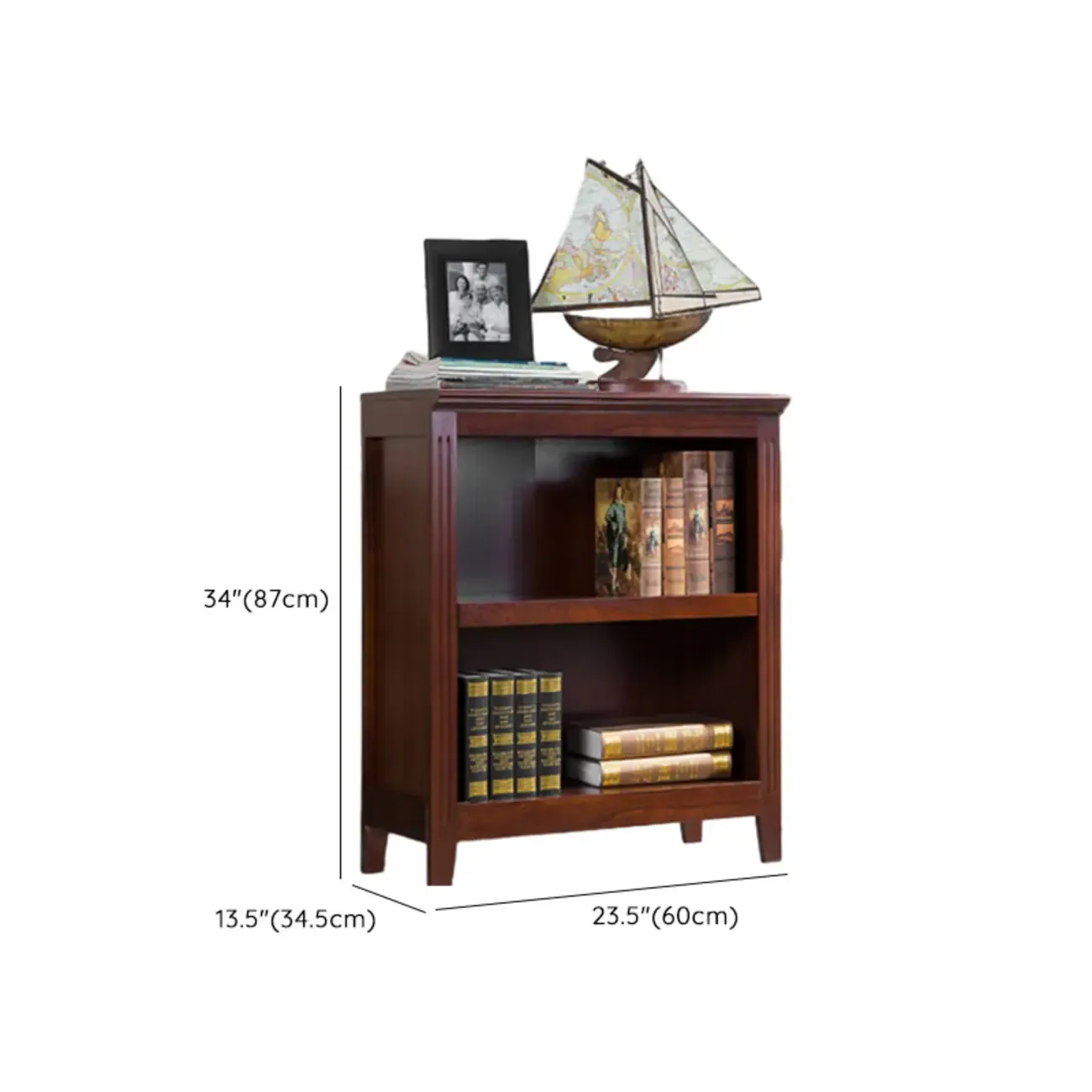 Classic Birch Wood 5-Tier Vertical Barrister Bookcase #size