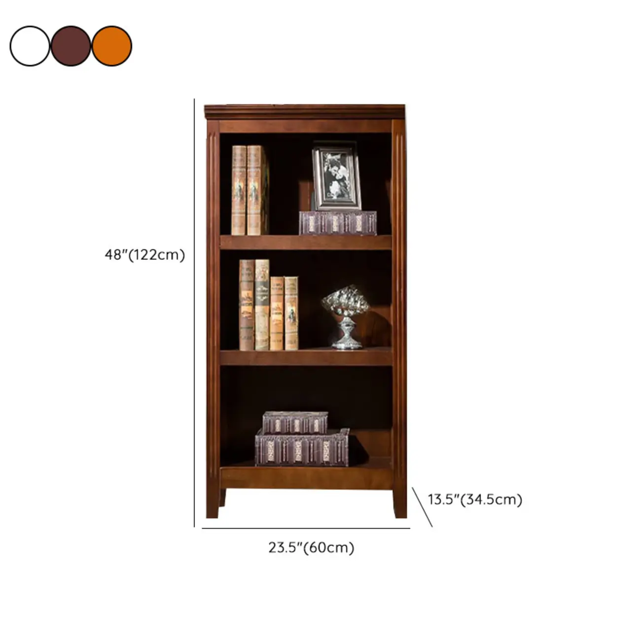 Classic Birch Wood 5-Tier Vertical Barrister Bookcase Image - 34 | homeyfad