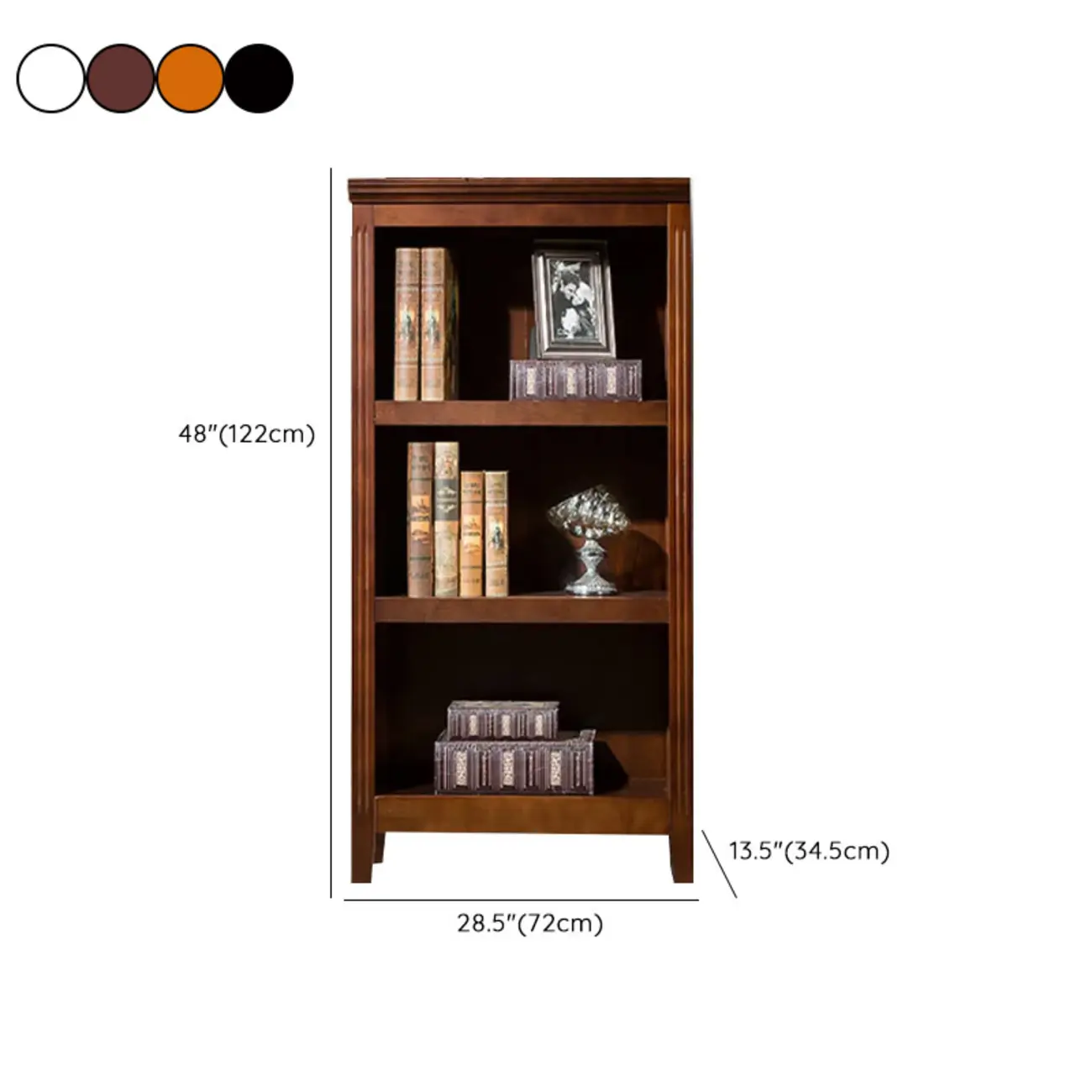 Classic Birch Wood 5-Tier Vertical Barrister Bookcase Image - 35 | homeyfad