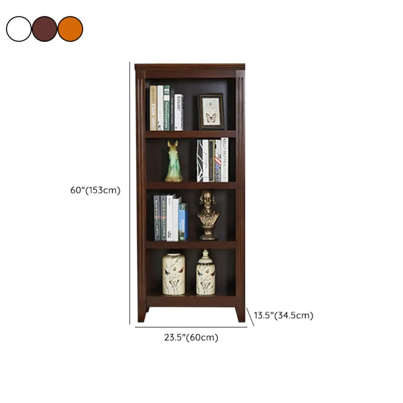 Classic Birch Wood 5-Tier Vertical Barrister Bookcase Image - 36