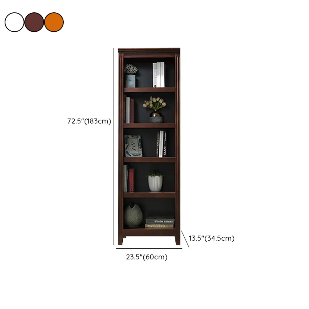 Classic Birch Wood 5-Tier Vertical Barrister Bookcase Image - 38 | homeyfad