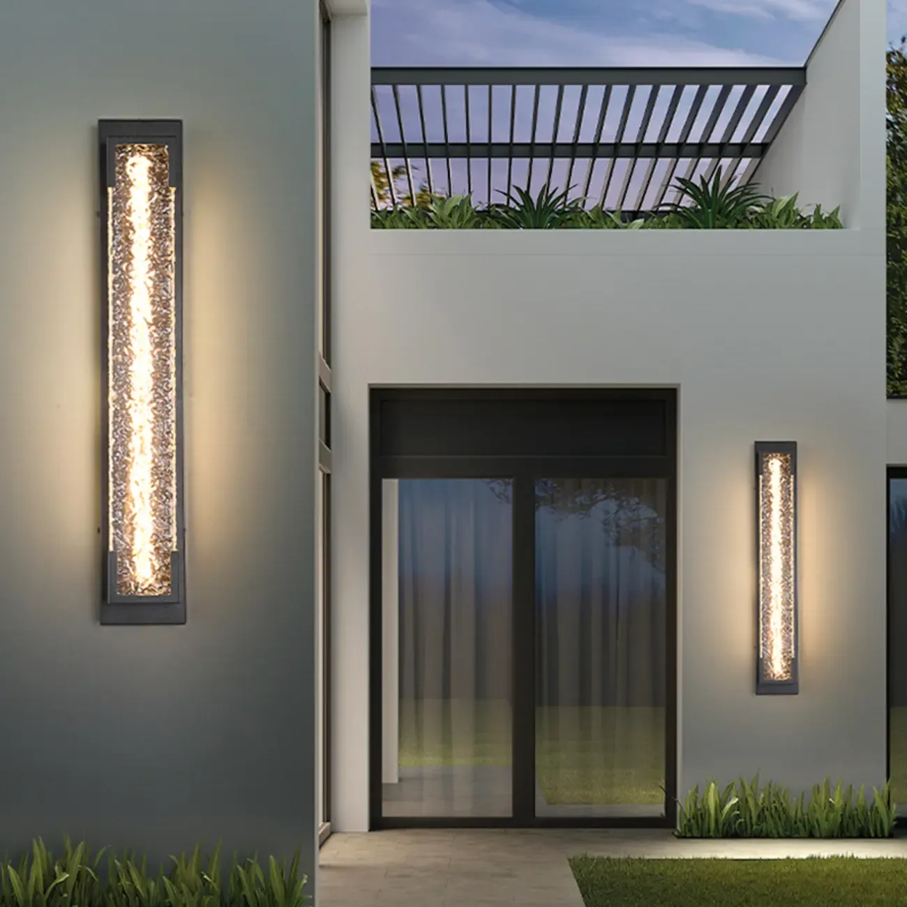Modern Black Steel Acrylic Outdoor Wall Light Image - 7