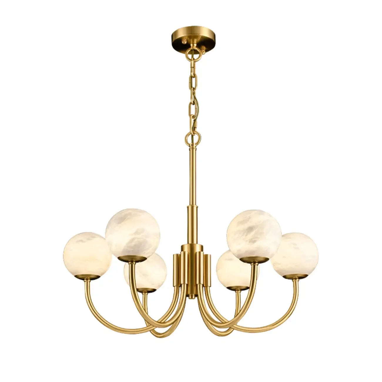 Gold Linear Glass Globe Modern Chandelier Light Image - 8