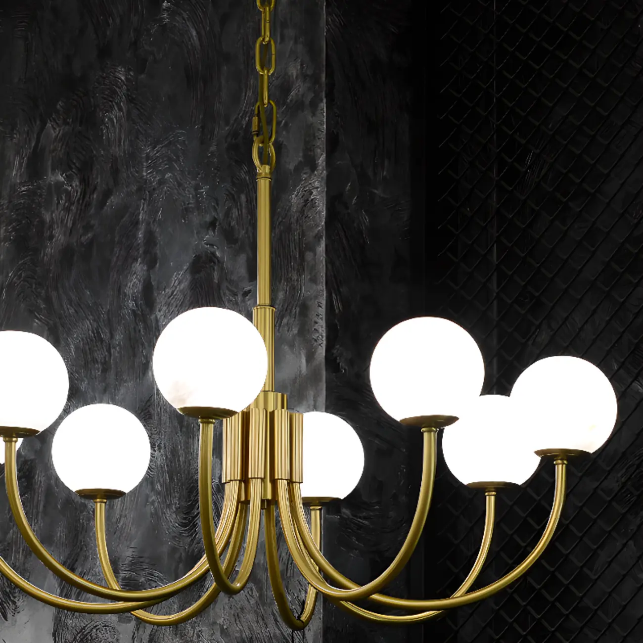 Gold Linear Glass Globe Modern Chandelier Light Image - 9 | homeyfad