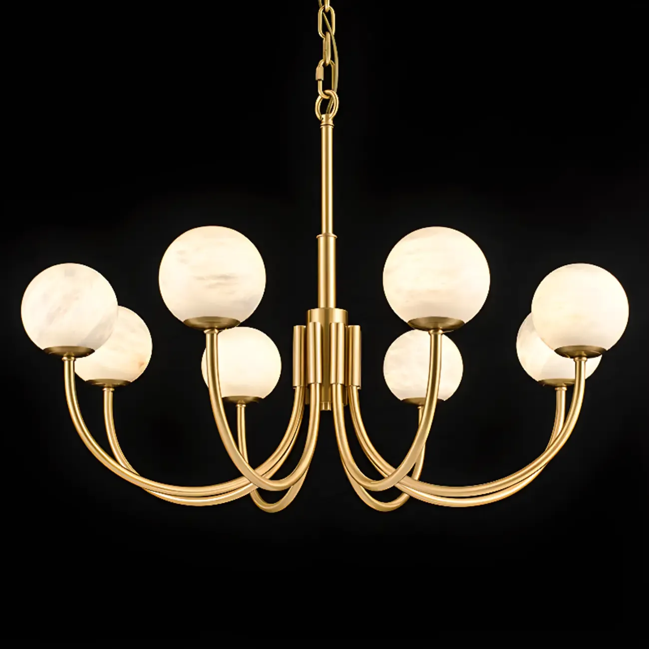 Gold Linear Glass Globe Modern Chandelier Light Image - 10