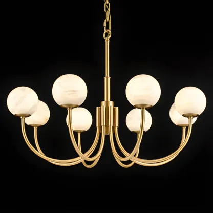 Gold Linear Glass Globe Modern Chandelier Light Image - 10
