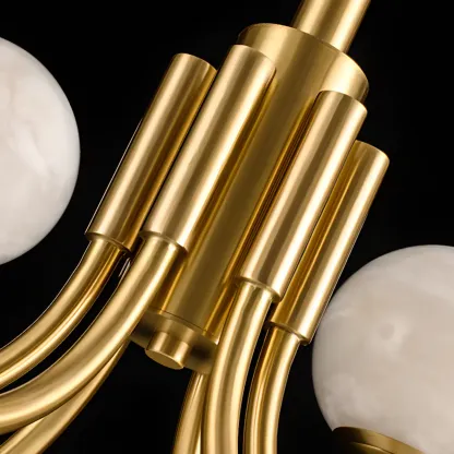 Gold Linear Glass Globe Modern Chandelier Light Image - 13