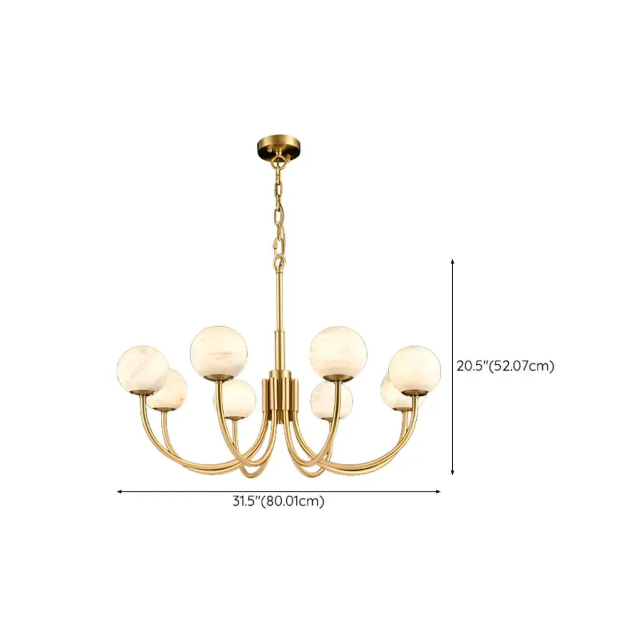 Gold Linear Glass Globe Modern Chandelier Light Image - 17