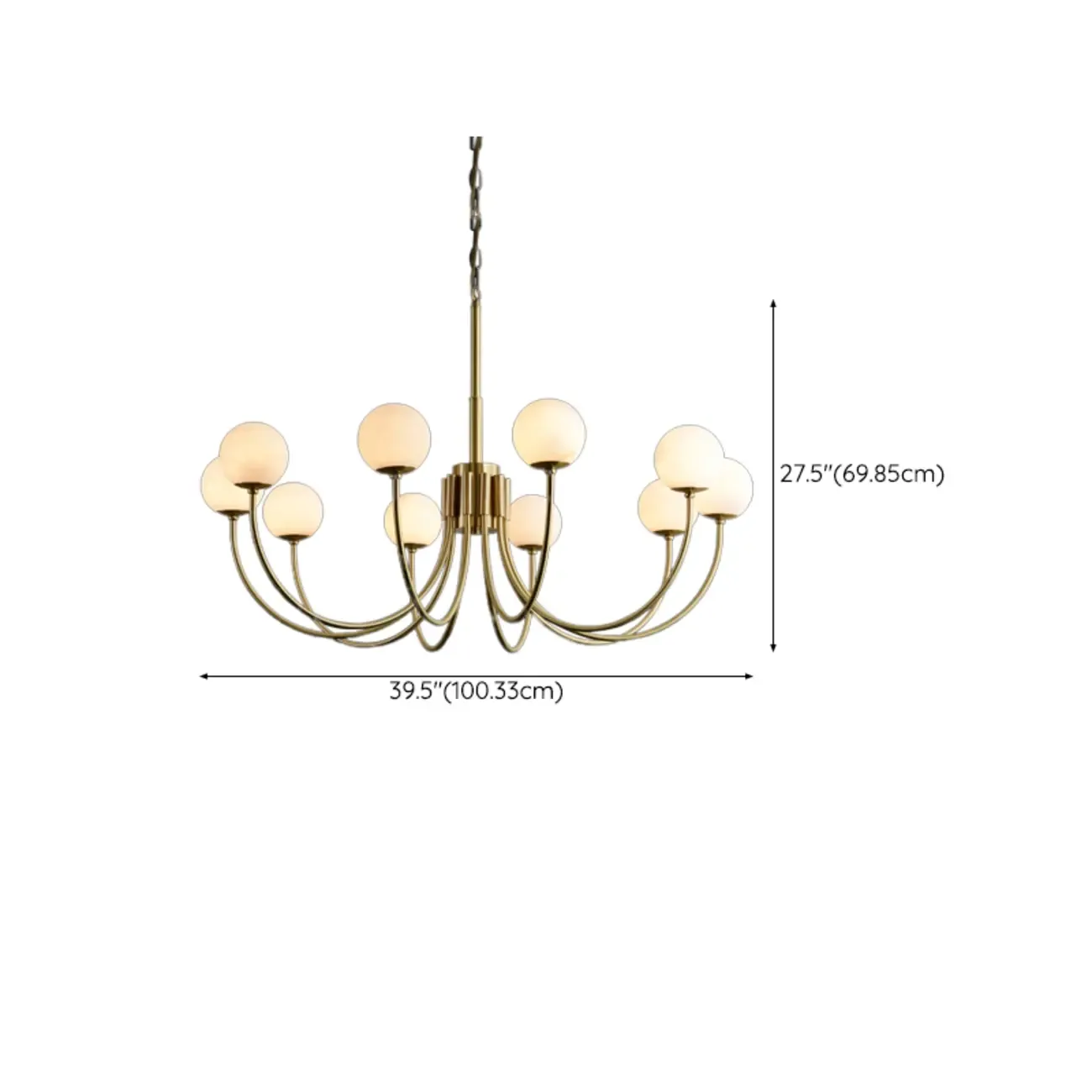 Gold Linear Glass Globe Modern Chandelier Light Image - 18