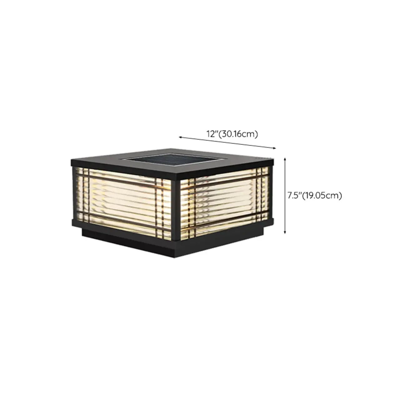 Square Solar Black Metal Glass Post Cap Light Image - 14