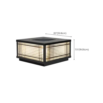 Square Solar Black Metal Glass Post Cap Light Image - 16