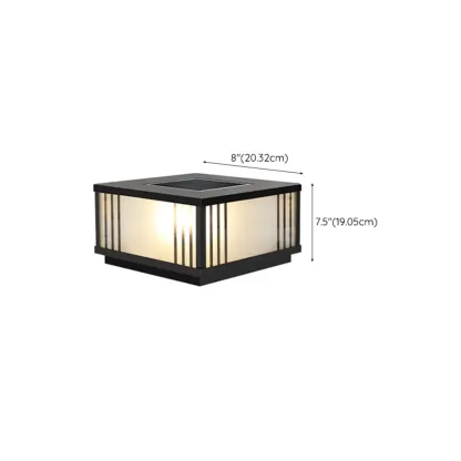 Square Solar Black Metal Glass Post Cap Light Image - 17