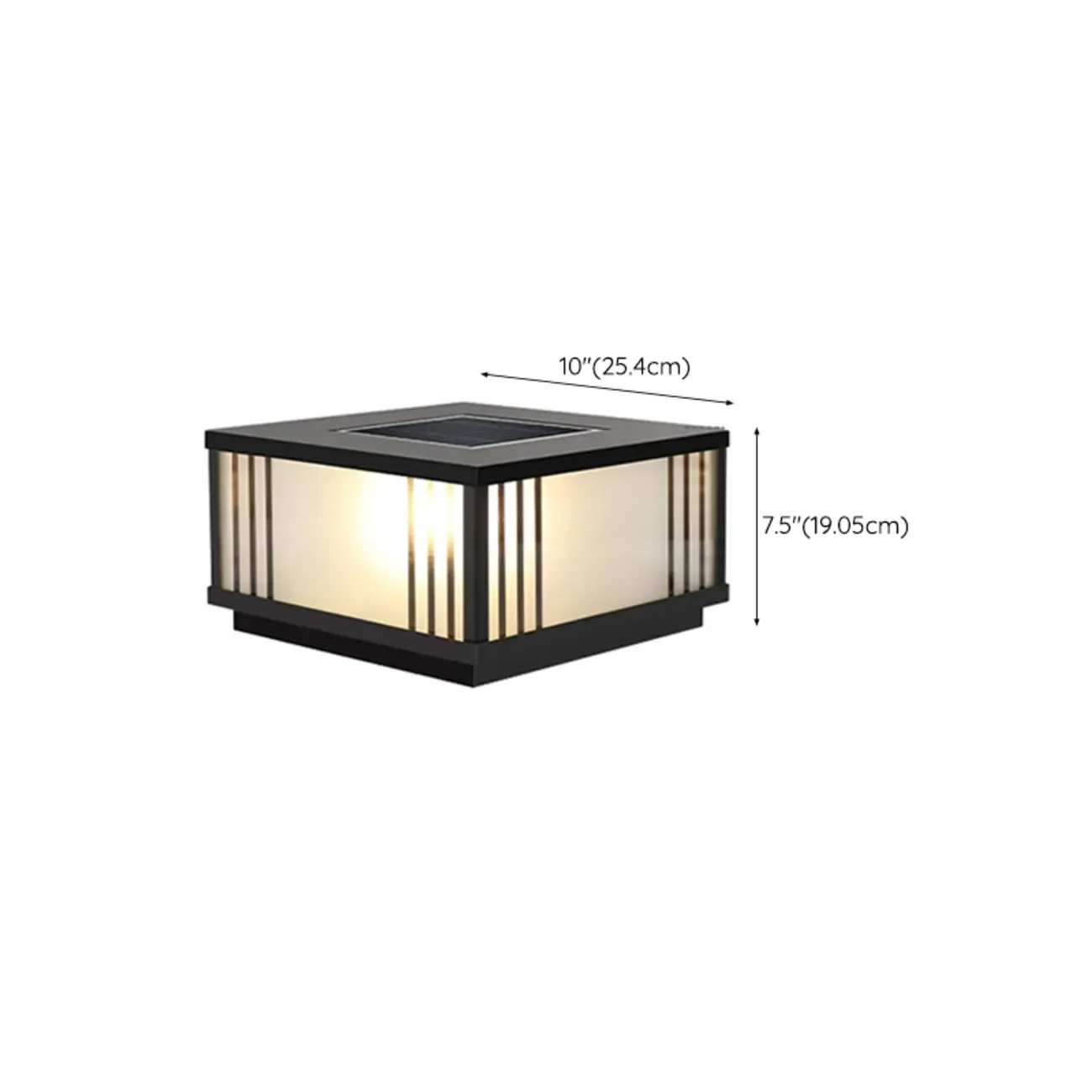 Square Solar Black Metal Glass Post Cap Light Image - 18