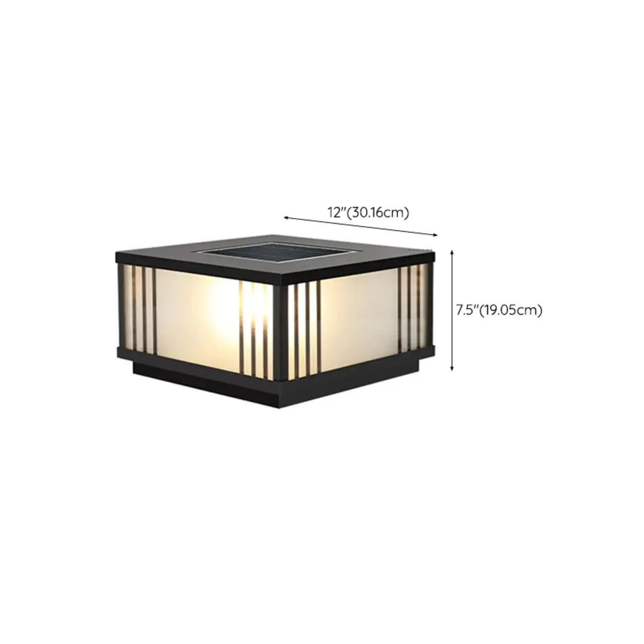 Square Solar Black Metal Glass Post Cap Light Image - 19