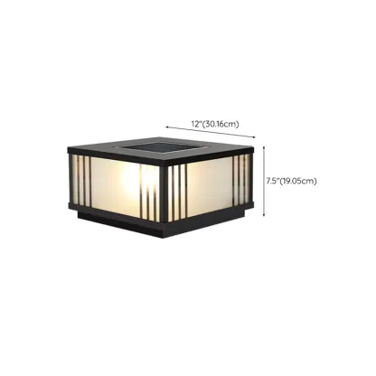 Square Solar Black Metal Glass Post Cap Light Image - 19
