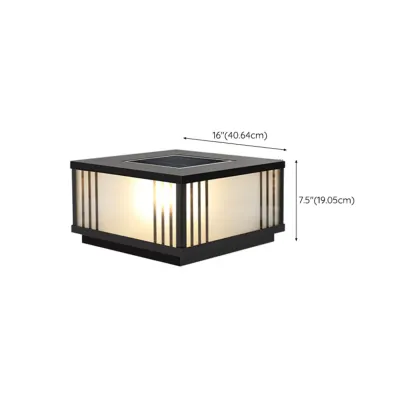 Square Solar Black Metal Glass Post Cap Light Image - 20