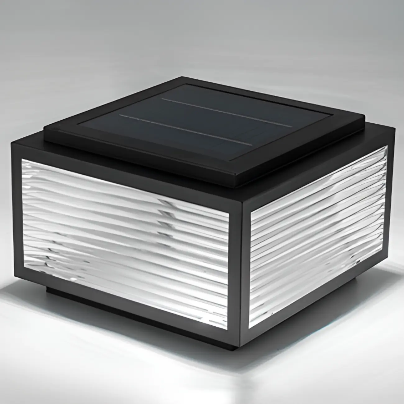 Black Metal Clear Glass Solar Post Cap Light Image - 5 | homeyfad