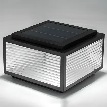 Black Metal Clear Glass Solar Post Cap Light Image - 5