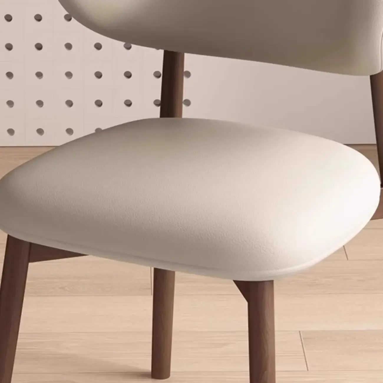 Beige Faux Leather Open Back Armless Dining Chair Image - 3