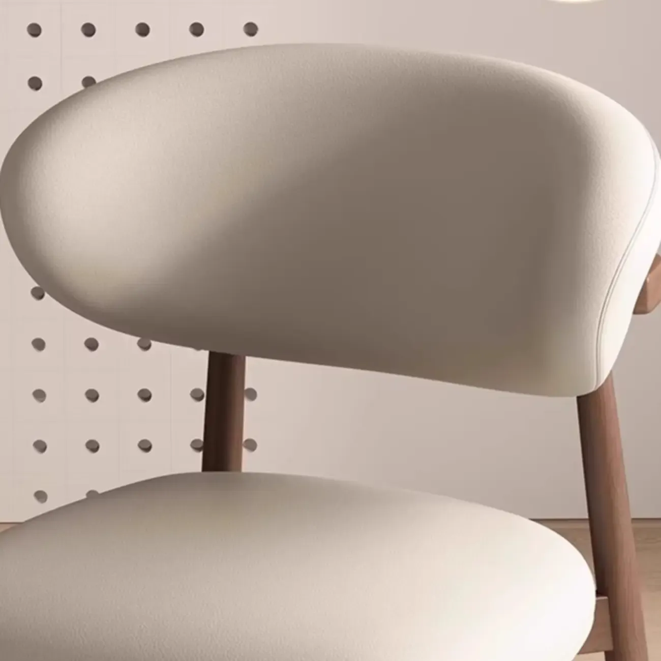 Beige Faux Leather Open Back Armless Dining Chair Image - 4