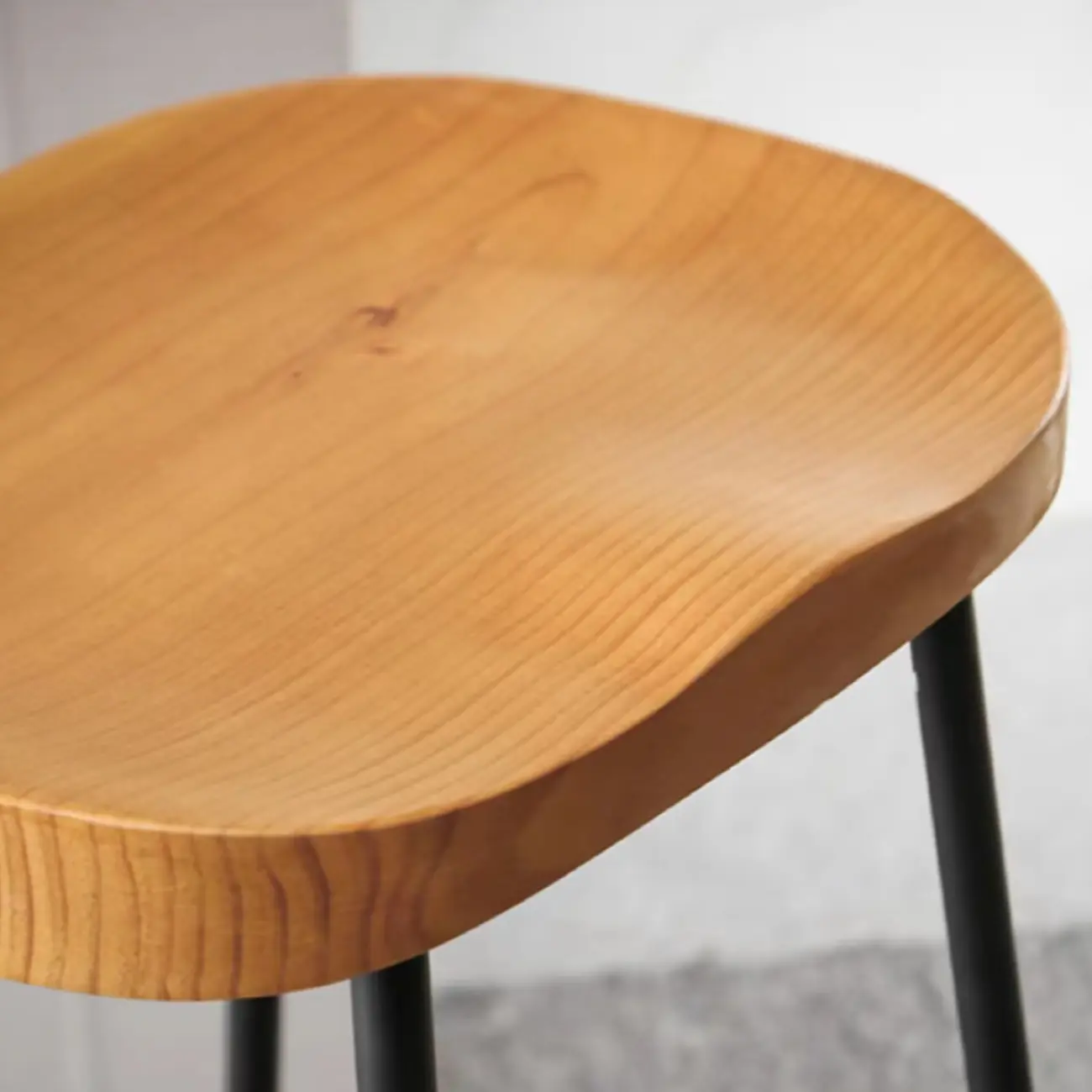 Natural Wood Curved Seat Backless Counter Bar Stools Image - 6 | homeyfad