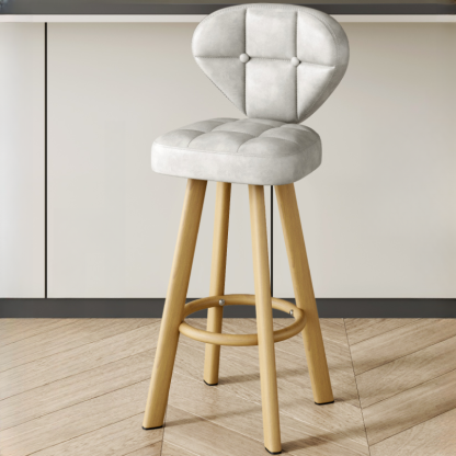 Modern Tufted Counter Height Bar Stools with Metal Footrest