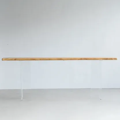 Scandinavian Clear Plastic Base Bar Tables with Wooden Top Image - 3