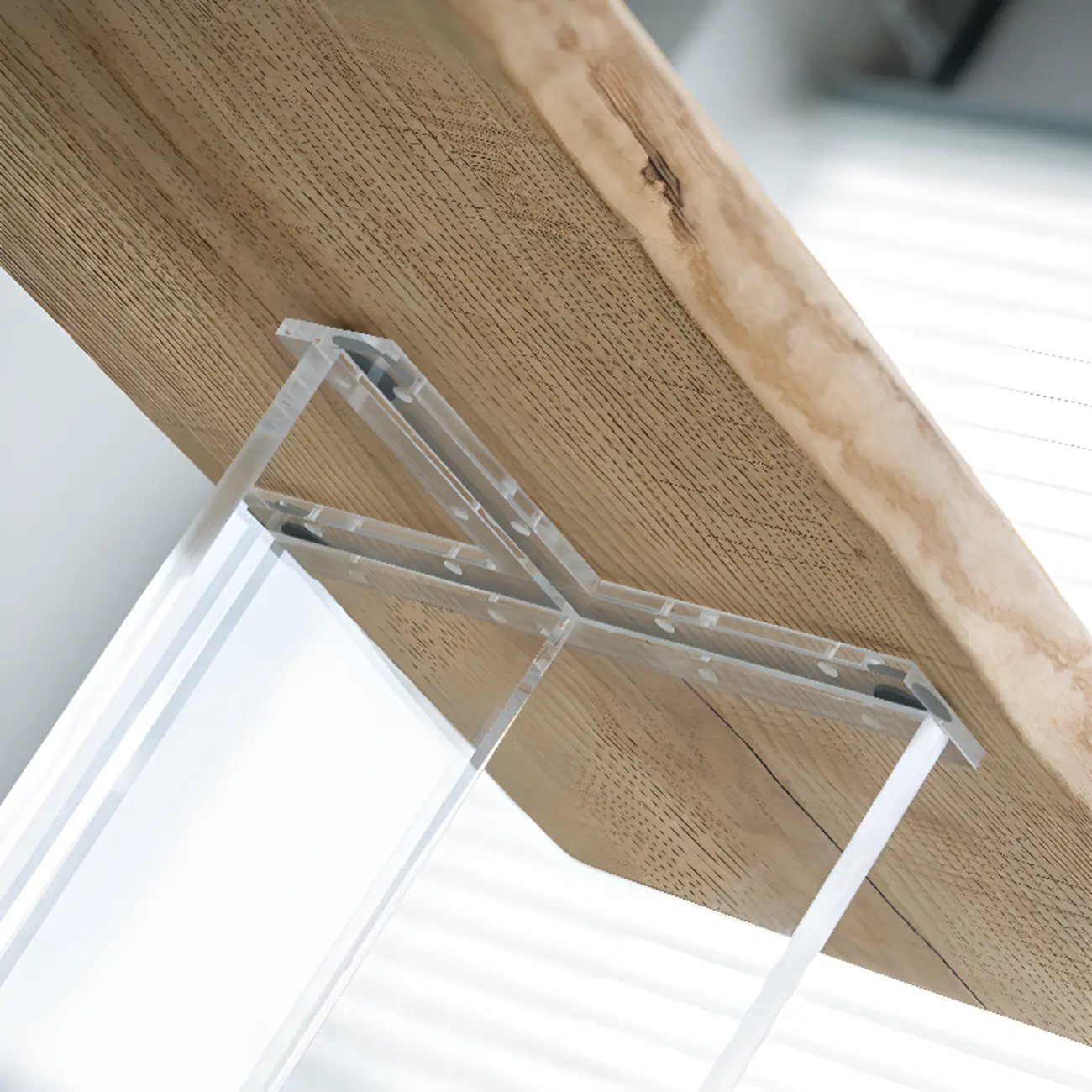 Scandinavian Clear Plastic Base Bar Tables with Wooden Top Image - 7 | homeyfad