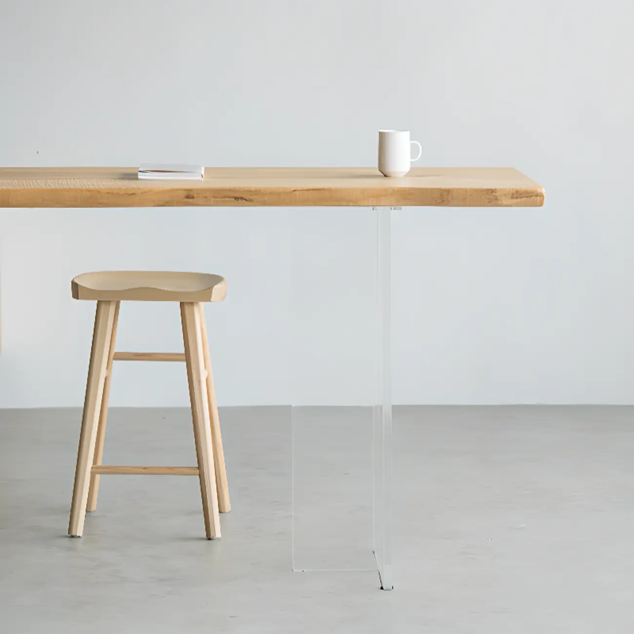 Scandinavian Clear Plastic Base Bar Tables with Wooden Top Image - 9 | homeyfad