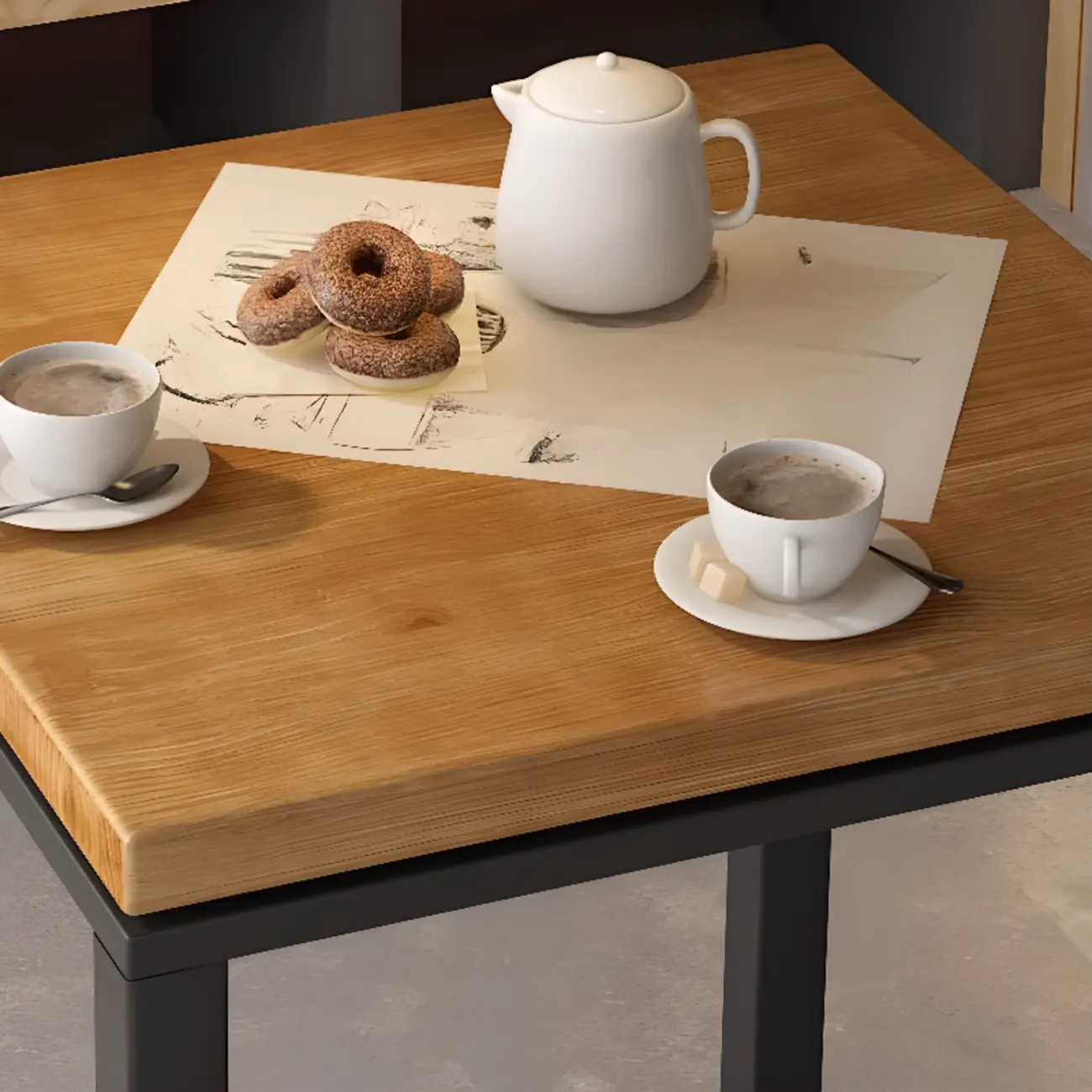 Industrial Wooden Top Bar Height Table with Footrest for Dining Image - 7 | homeyfad