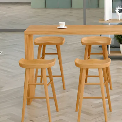 Rectangle Scandinavian Wooden Bar Height Table Double Pedestal Image - 7