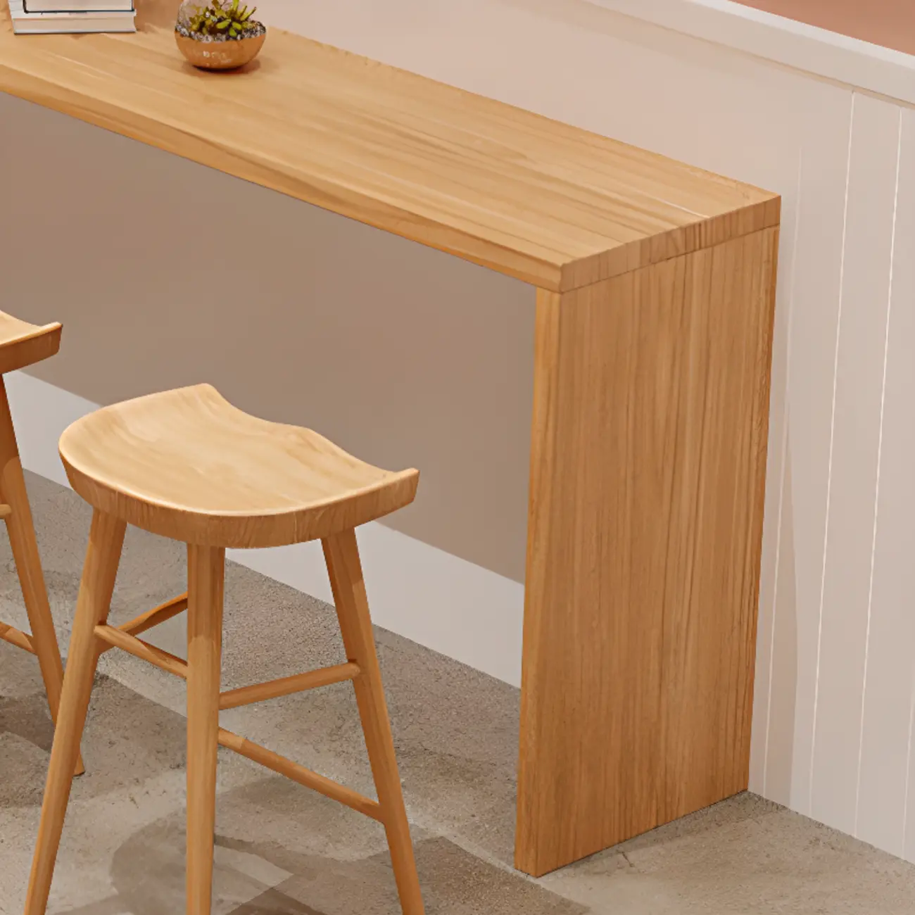 Rectangle Scandinavian Wooden Bar Height Table Double Pedestal Image - 9 | homeyfad