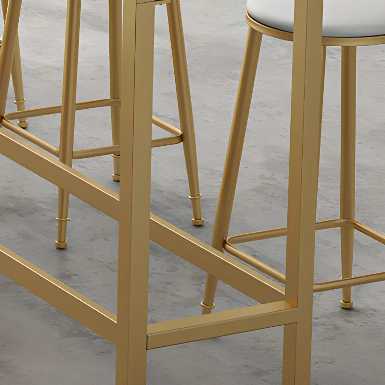 Modern Rectangle Marble Top Bar Table Gold Base with Footrest Image - 9 | homeyfad