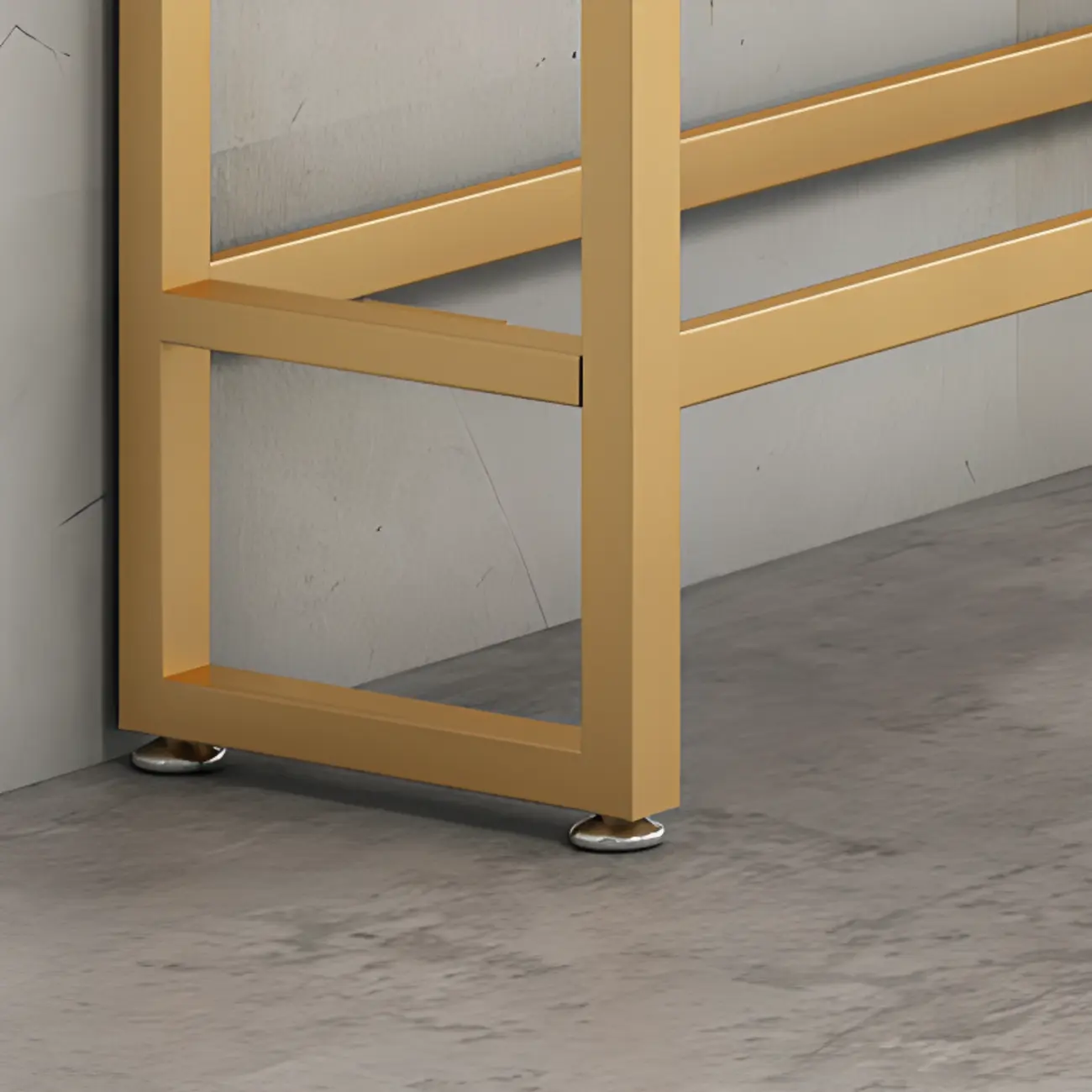 Modern Rectangle Marble Top Bar Table Gold Base with Footrest Image - 10 | homeyfad