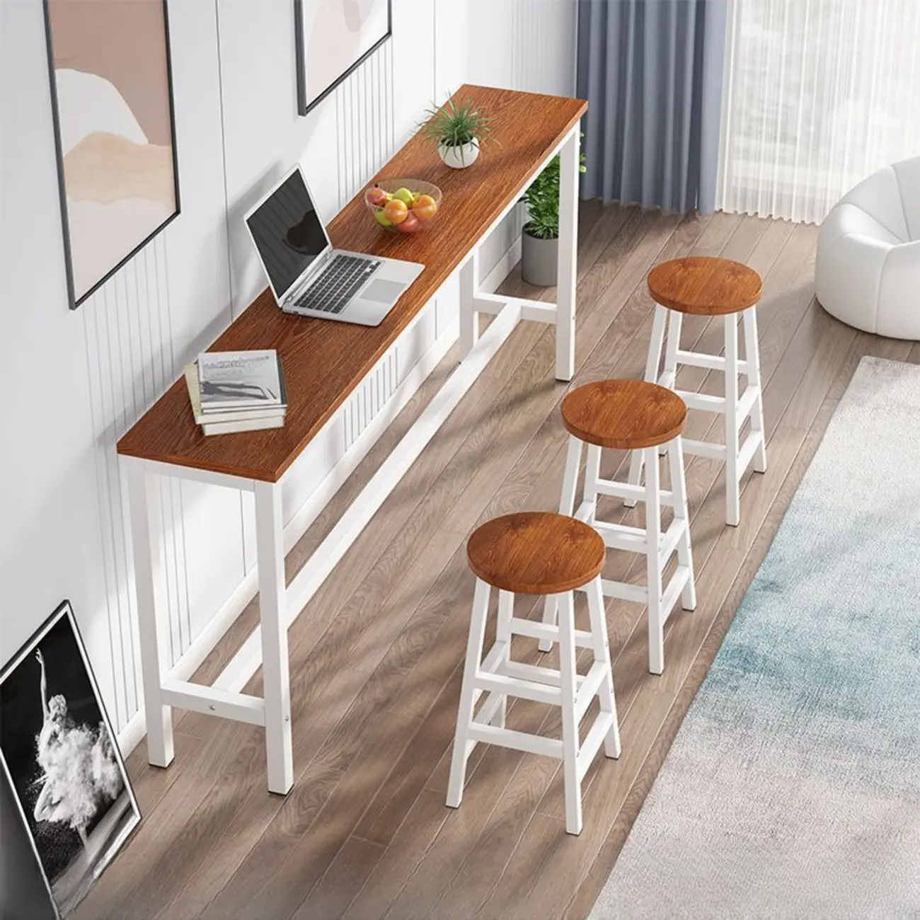 Grey Rectangle Wood Metal Footrest Bar Tables Image - 12 | homeyfad